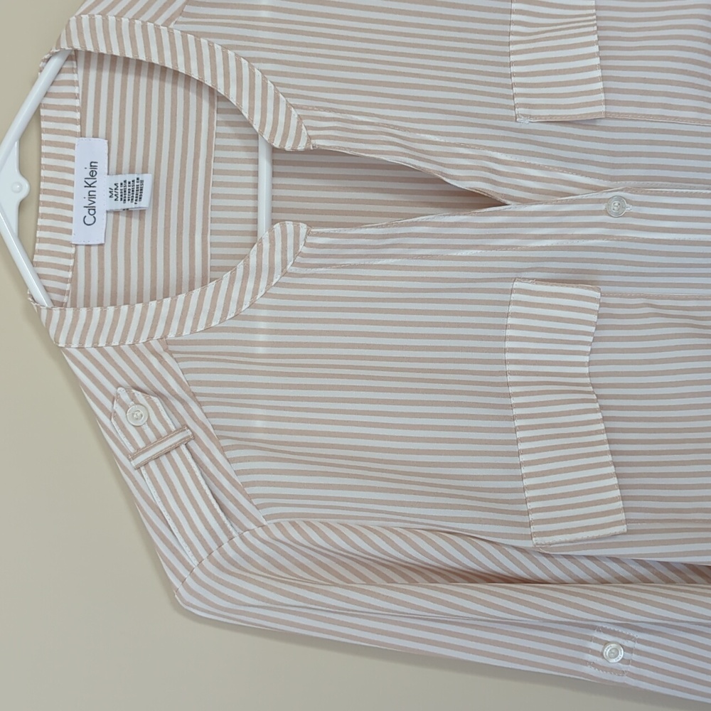 Calvin Klein Striped Button Tab Button Up Semi-Sh… - image 6